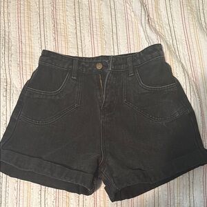 Princess Polly Black Jean Shorts High-Waisted Cuffed